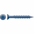 Strong-Point 3/16 x 1.75 in. Phillips Flat Head Screws Notched Thread Blue Ceramic Coating, 4PK CF328